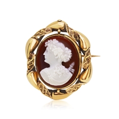 Stone Cameo Of Woman Set In 18ct Gold