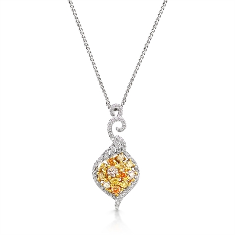 Fancy Yellow Brilliant Cut Diamond Cluster Pendant 