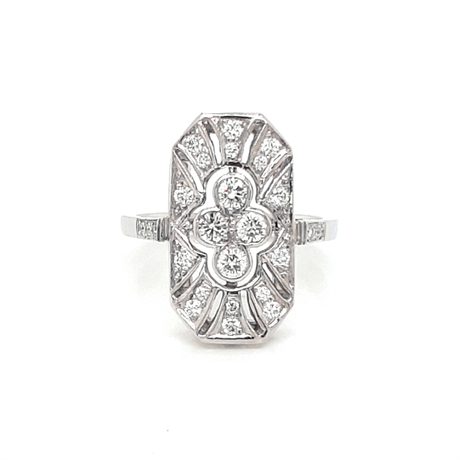 Art Deco Style Vintage Diamond Tablet Ring