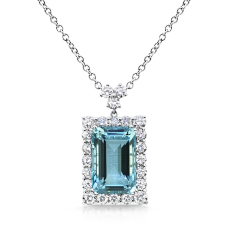 Octagon Aqua & Diamond Cluster Pendant