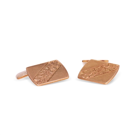 Diagonal Floral Engraved Cufflinks