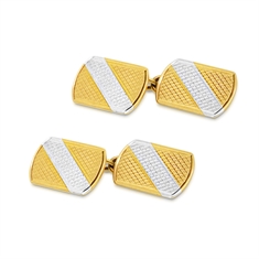Two Tone 9ct Yellow & White Gold Engraved Cufflinks