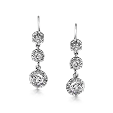 Trilogy Graduating Victorian Diamond Drop Earrings