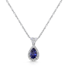 Pear Shape Sapphire & Diamond Cluster Pendant