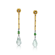 Aqua Emerald & Diamond Drop Earrings