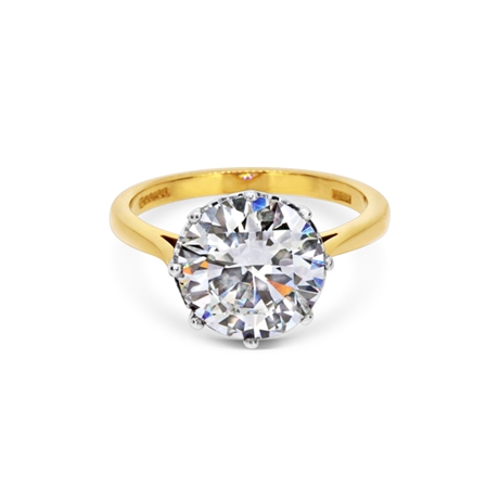 4.03ct I VVS1 Brilliant Cut Single Stone Engagement Ring With Diamond Set Collet