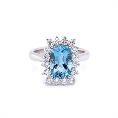 Octagon Aqua & Diamond Dress Ring