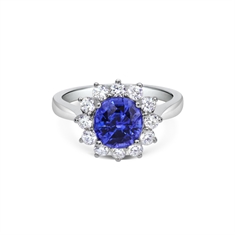 Oval Sapphire & Diamond Cluster Ring