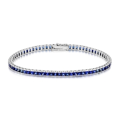 8.10ct Sapphire Princess Cut Channel Set Line Bracelet 