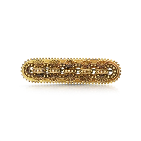 Filigree Gold Victorian Bar Brooch