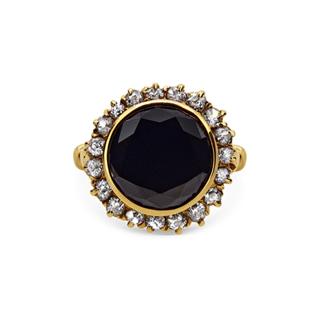 Round Black Diamond & Old Cut Period Cluster Ring