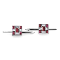 VCA Deco Style Ruby & Diamond Button Set