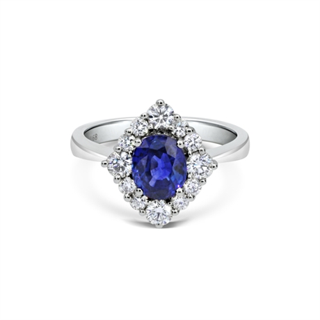 Oval Sapphire & Brilliant Cut Diamond Cluster