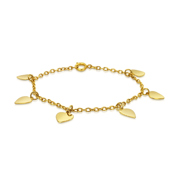 14K Yellow Gold Heart Key and Lock Charm Bracelet (7.50 inches) | eBay
