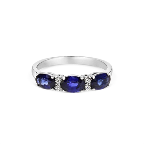 Sapphire Oval & Diamond Claw Set Half Eternity Ring 