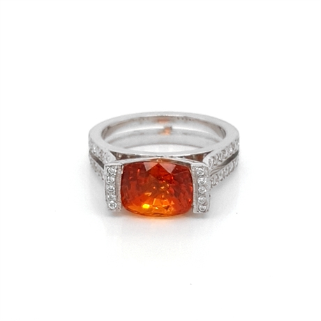 Orange Sapphire & Diamond Dress Ring