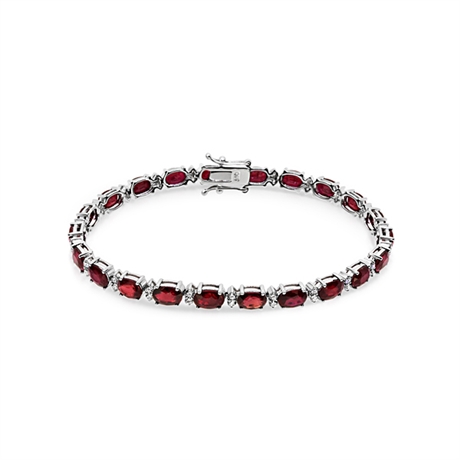Oval Ruby & Brilliant Cut Diamond Line Bracelet