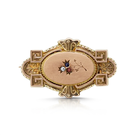 Victorian Gold Gem Set Brooch