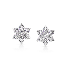 Brilliant Cut Claw Set Daisy Diamond Cluster Earrings