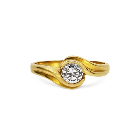 Brilliant Cut Diamond Cross Over Engagement Ring