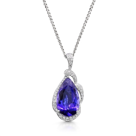 Tanzanite Pear Shape & Diamond Fancy Pendant