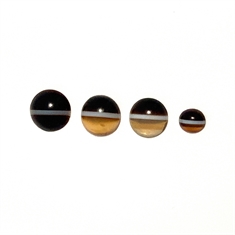 Four Round Brown & White Bands Cabochon Loose Gemstones
