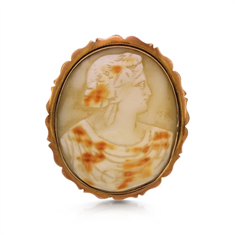 Victorian Stone Cameo Set In 9ct Yellow Gold
