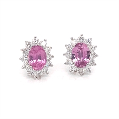 Pale Pink Sapphire & Diamond Cluster Earrings