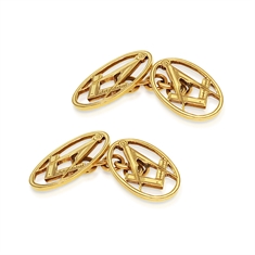 Masonic 9ct Yellow Gold Oval Shaped Cufflinks