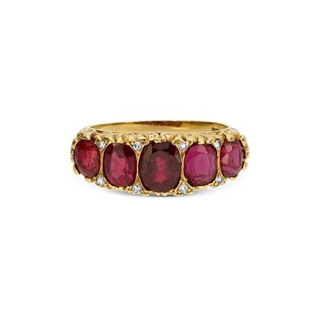 Victorian Ruby Carved Half Hoop