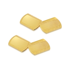 Textured Yellow Gold Cufflinks Rectangular With Rounded Ends