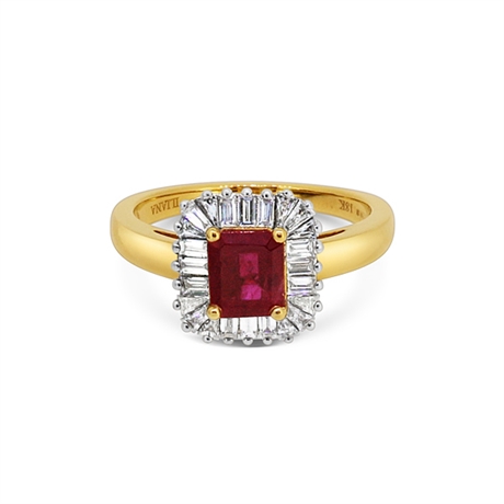 Ruby Octagon & Baguette Cut Ballerina Cluster Ring