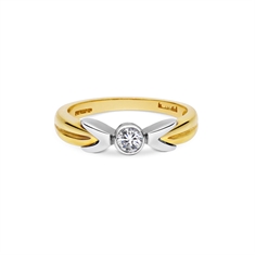 Rub-Over Set Brilliant Cut Diamond Engagement Ring 