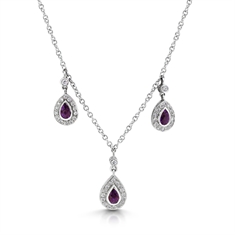 Amethyst & Diamond Pear Shape Drop Pendant