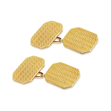 Antique Engraved Cufflinks 9ct Yellow Gold
