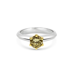 Fancy Yellow Brilliant Cut Diamond Single Stone Engagement Ring