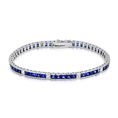 9.90ct Sapphire & Diamond Princess Cut Channel Set Line Bracelet