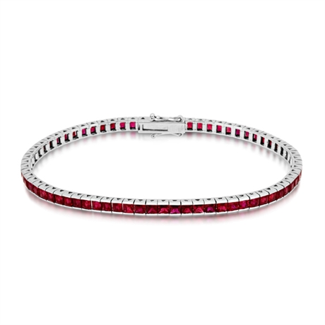 8.65ct Ruby Princess Cut Channel Set Line Bracelet