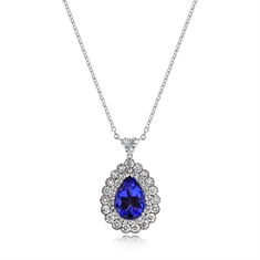 Pear Shaped Tanzanite & Brilliant Cut Double Cluster Pendant