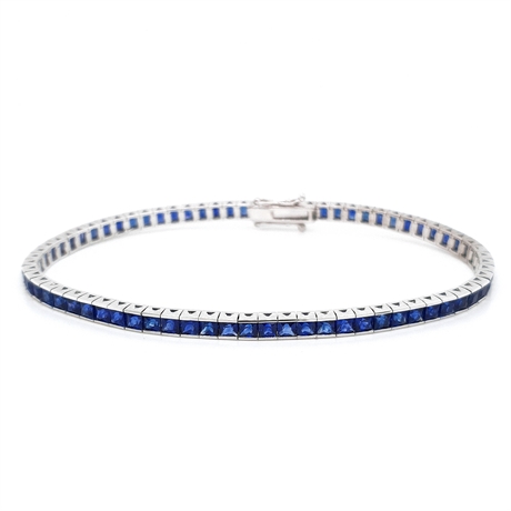 Channel Set Sapphire Line Bracelet 8.21ct