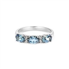 Claw Set Aqua Diamond Alternate Half Eternity Ring 