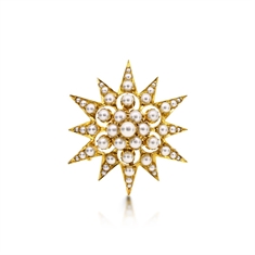 Victorian 18ct Yellow Gold Pearl Star Brooch