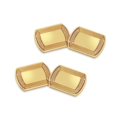 Yellow Gold Cufflinks Rectangular With Rounded Ends
