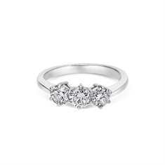 Claw Set Brilliant Cut Diamond Three Stone Engagement Ring
