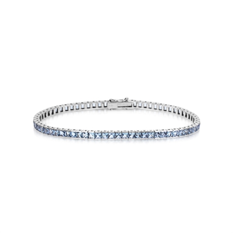 Aqua Princess Cut Channel Set Line Bracelet