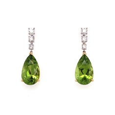 Peridot & Diamond Drop Earrings