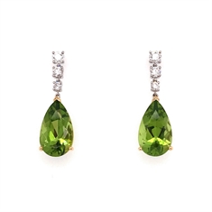 Peridot & Diamond Drop Earrings