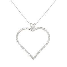 Brilliant Cut Diamond Set Open Heart Pendant