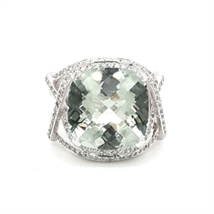 Green Quartz & Diamond Cocktail Ring