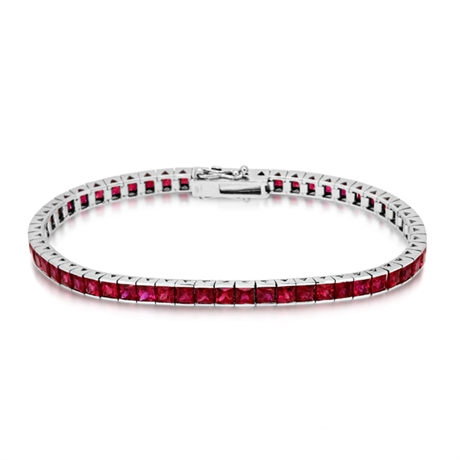 10.71ct Ruby Princess Cut Line Bracelet